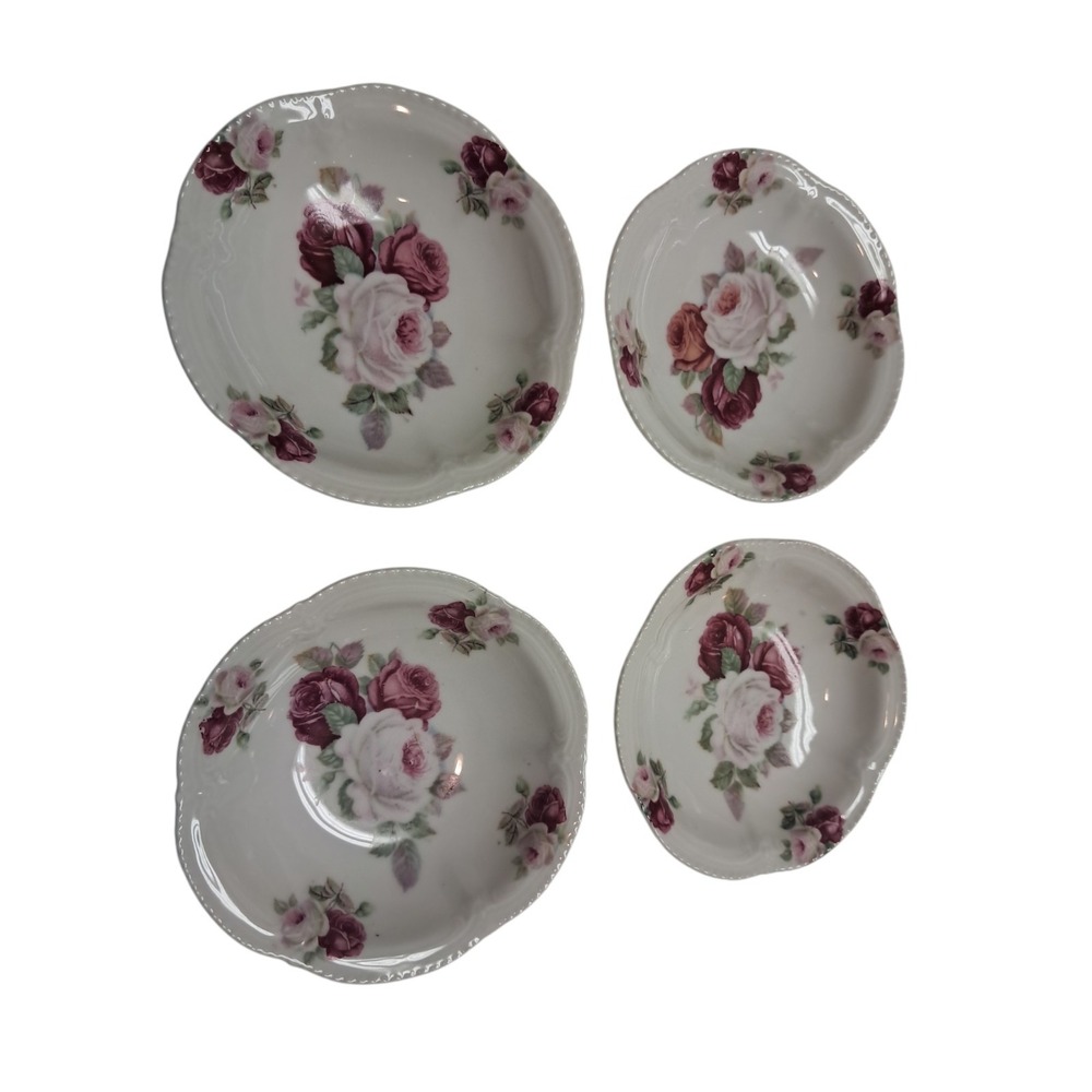 Floral Bowl Vintage Made In Germany 4.75" Jewelry Candy Dessert Set Of 4